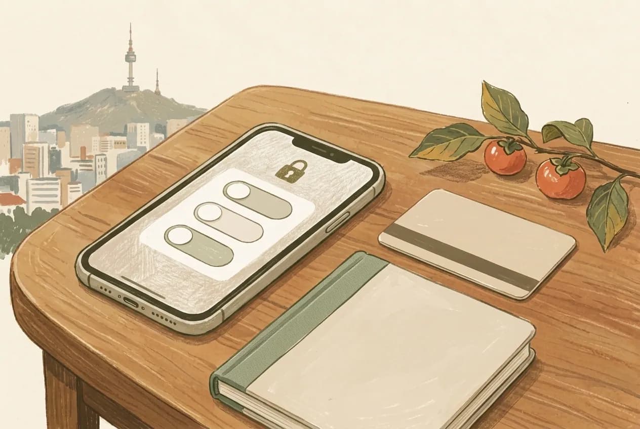南京錠と切り替えスイッチが表示されたスマートフォンと、ケースに入ったホテルのカードキーのイラスト